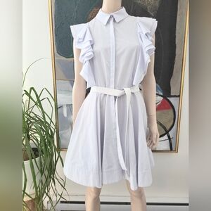 Antonio Berardi | Ruffled Cotton-chambray Mini Dress